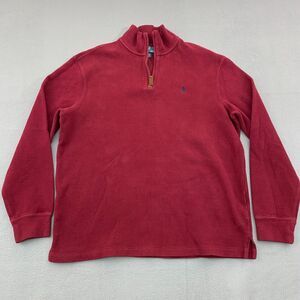 Polo Ralph Lauren Estate Rib Sweater Mens Large Red 1/4 Zip Pullover Preppy